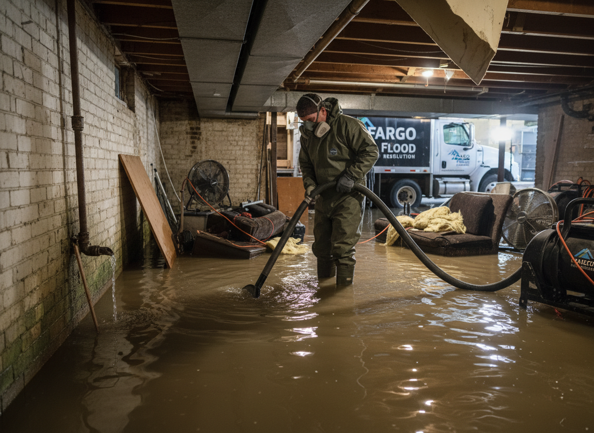 Burst Pipe Basement Cleanup in Fargo, ND